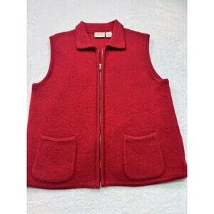 Specialty Collection Zip Front Red Wool Vest Women's‎ Med With Front Pockets EUC